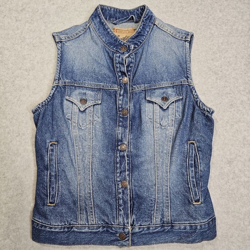 Vintage Levi's Womens Jean Jacket Vest Misses Size Large 12/14 Blue Medium Wash
